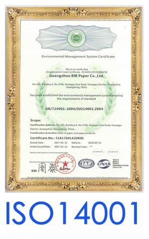 GUANGZHOU BMPAPER CO.,LTD Certifications