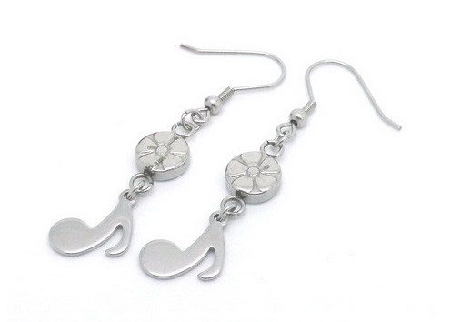 China Unique Beautiful Stainless Steel Earrings With Flower And Music Note Charms wholesale