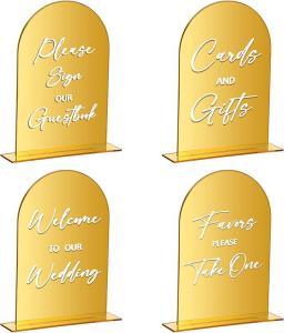 China 4 Pcs Arched Round Top Acrylic Word Signs For Wedding Reception wholesale