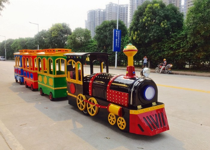 China Colorful Painting Shopping Mall Train , FRP Material Trackless Train Ride wholesale