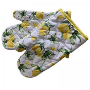 China Cute Lemon Printed Oven Mitts Heat Resistant Fabric Microwave Kitchen Gloves wholesale