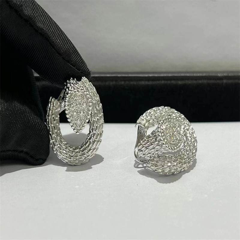 China Round Cut 18k White Gold Diamond Earrings 1.0ct  Serpent Boheme Earrings wholesale