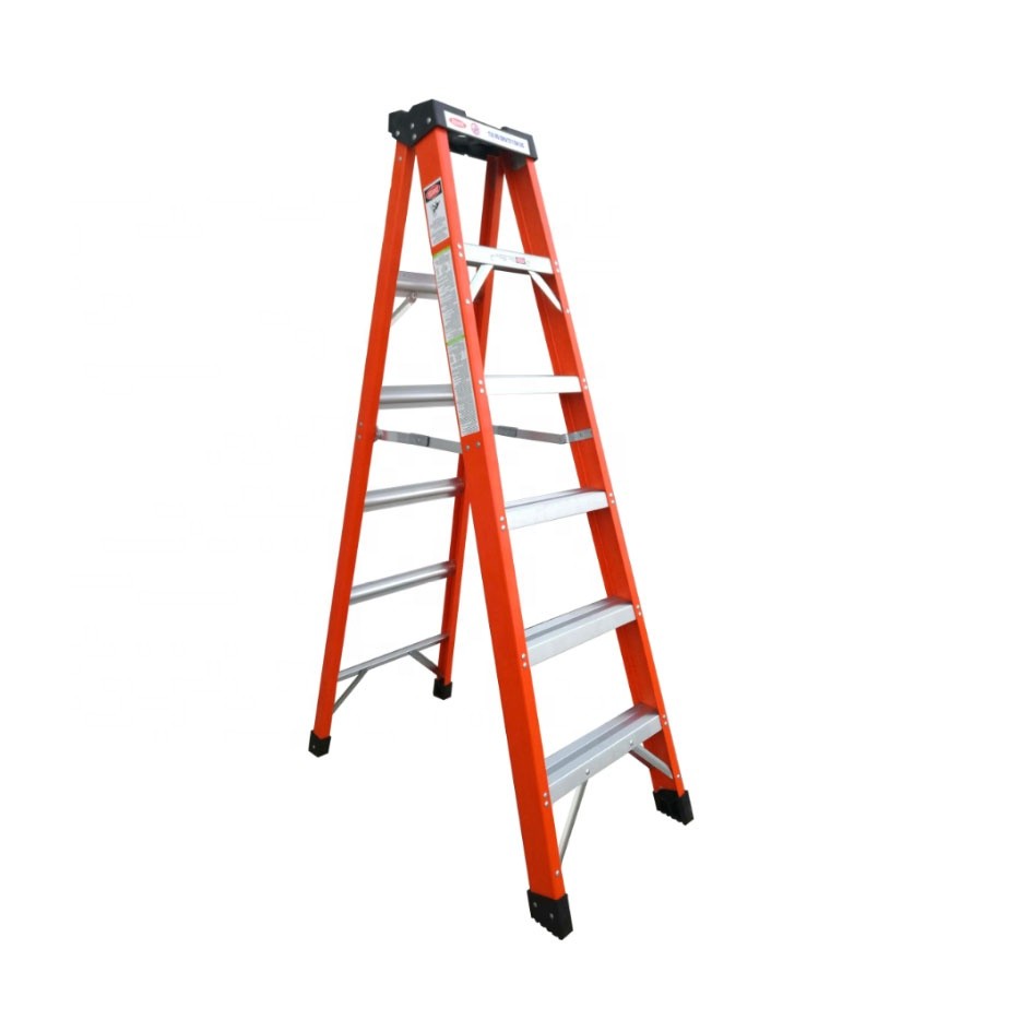 China Herringbone Fiberglass Step Ladder Non Conductive Insulation Adjustable Height wholesale