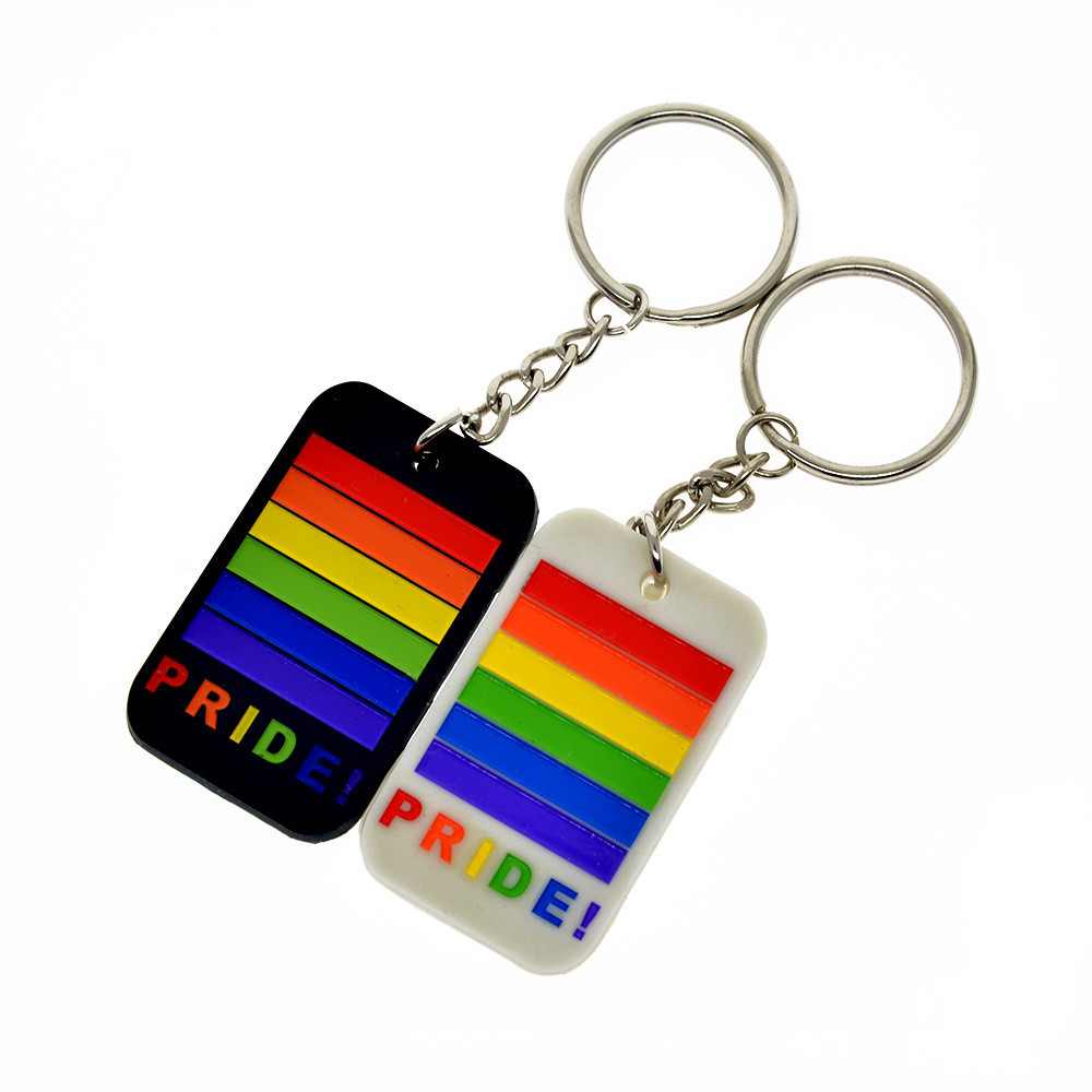 China Soft Silicone PVC Gay Pride Keychains Custom Rainbow Logo wholesale