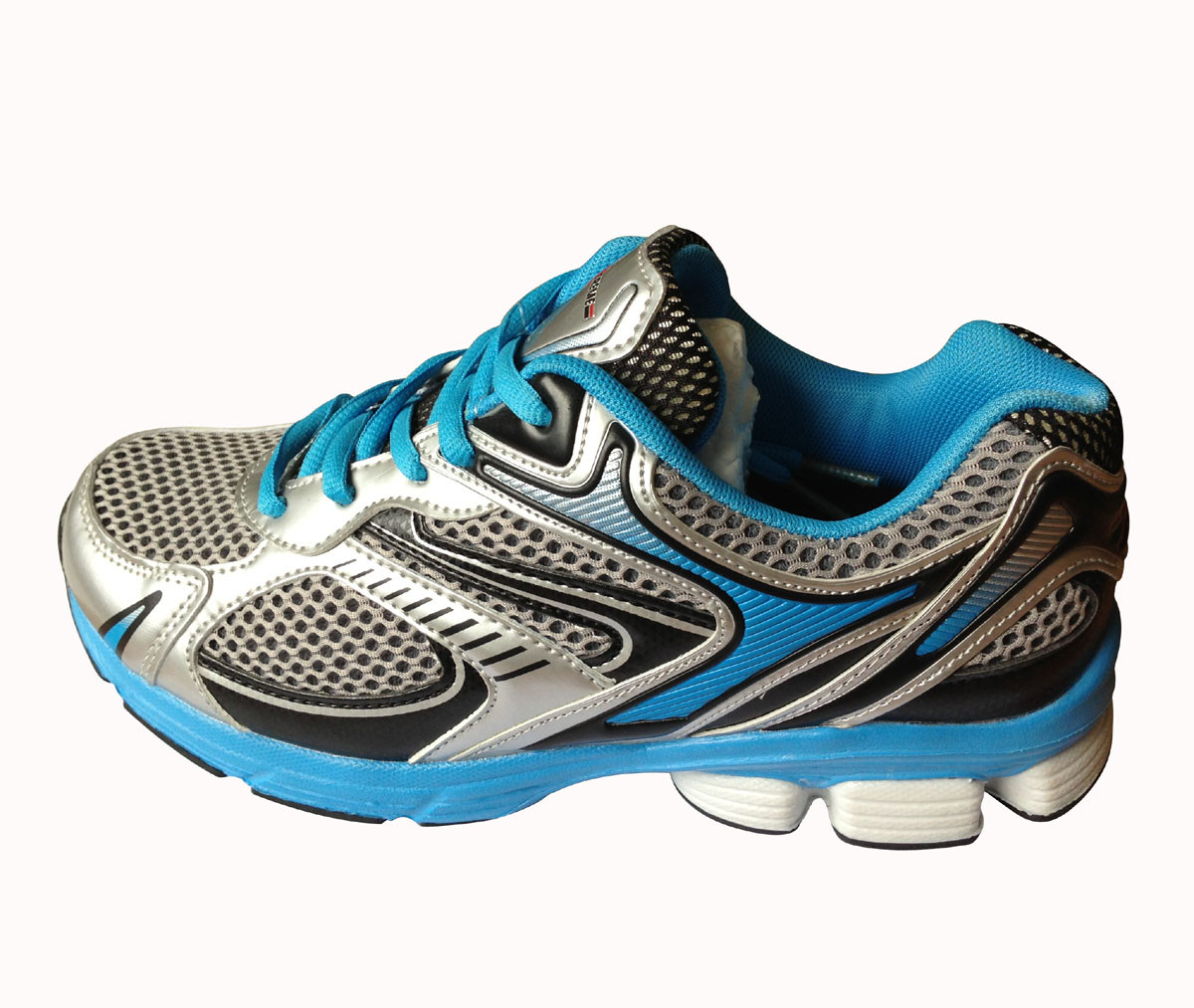 China Mens running shoes grey/blue color,comfortable wearing with cushion MD sole wholesale