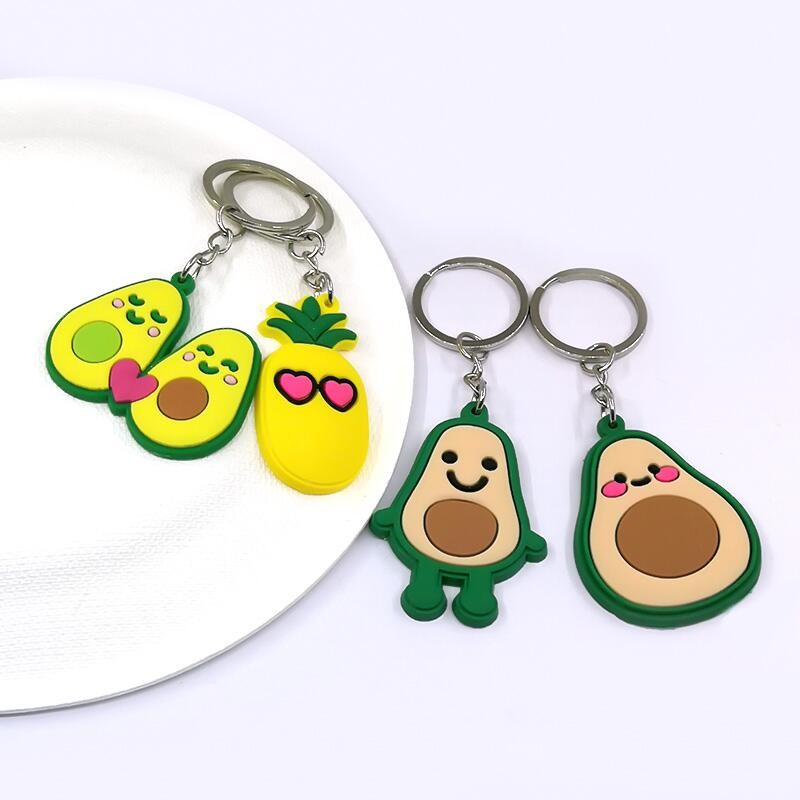 Buy cheap Cartoon Rubber Silicone Keychain Flowers Avocado Apple Cactuscarrot Pineapple from wholesalers