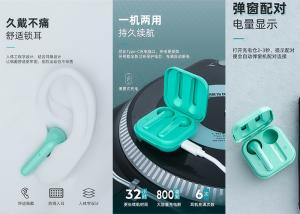 China AB1536U V5.0 Noise Cancelling Wireless Earbuds 50mAhx2 TWS Sports Headphones wholesale
