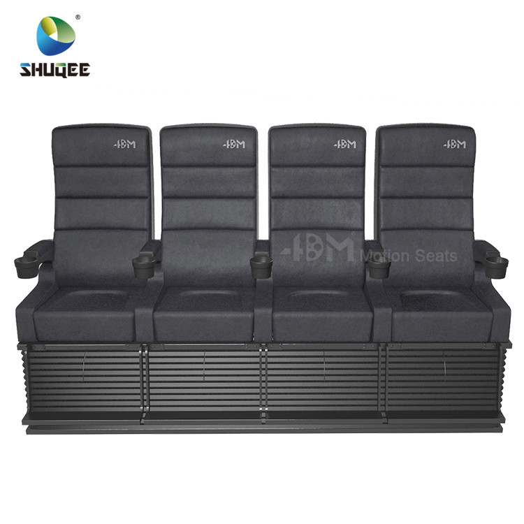 Black Leather 4D Cinema Motion Seats Movie Theater Chair Pneumatic / Electronic Drive