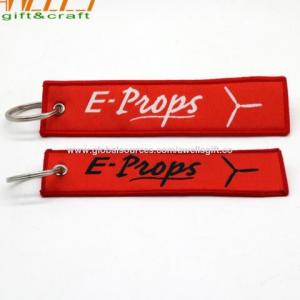 China durable Custom Woven Keychain Promotional Polyester Fabric Tag Keychain wholesale