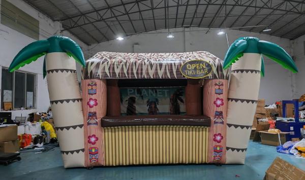 Commercial Tropical Exhibition Inflatable Tiki Bar PVC Bar Counter Inflatable Serving Pub Tent