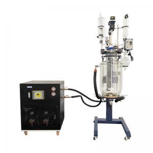China 50 Liter Ptfe Chemical Double Jacketed Glass Reactor Crystallization Lab Lifting wholesale
