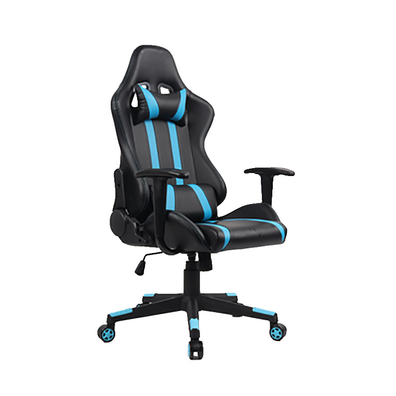 China PU Synthetic Blue High Back Swivel Gaming Chair 100mm Gas Lift wholesale
