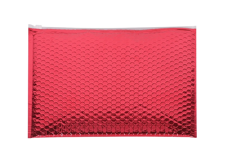 Quality Red Shinny A3 Metallic Foil Padded Envelope Mailers Standard Pack Zipper Bubble Bag for sale