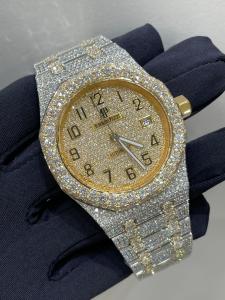 China Skeleton Men Lab Diamond Wrist Watch Swiss Moment Moissanite Studded Iced Out wholesale
