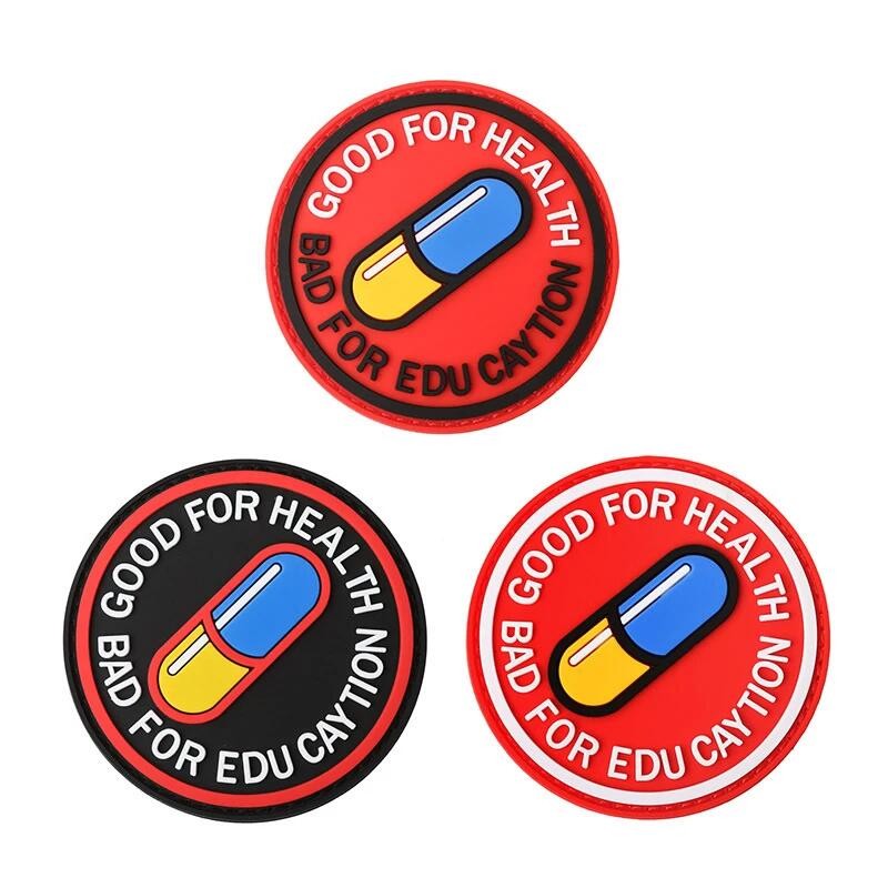 China PVC Medicine Pill Patches badges for jacket PVC Hook And Loop Patches wholesale
