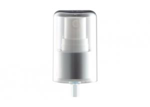 China Silver Cosmetic Makeup Pump Dispenser Aluminum Type With AS Material Full Cap wholesale
