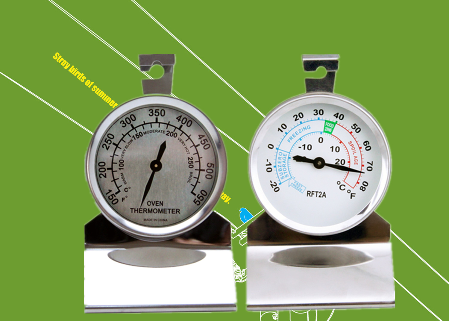 China 58mm  Diameter Hanging Oven Thermometer Stainless Steel Glass Lens Inside wholesale