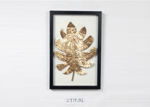 China Metal Gold Leaves Black Rectangle Wooden Frame Wall Art Decoration For Home Gallery Hotel wholesale