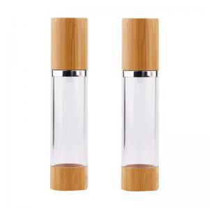 China Plastic Dispenser Lotion Cosmetic Airless Bottle With Bamboo Pump wholesale
