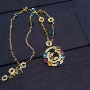 China Luxury Custom 18K Gold Jewelry , Bulgari Astrale Necklace With Gemstones wholesale