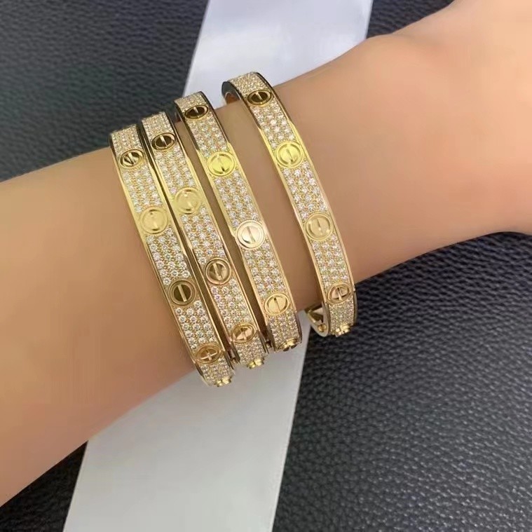 China Full Diamond Love Bangle Classic Jewelry Love Bracelet Full Diamond-paved in 18K Pink Gold wholesale