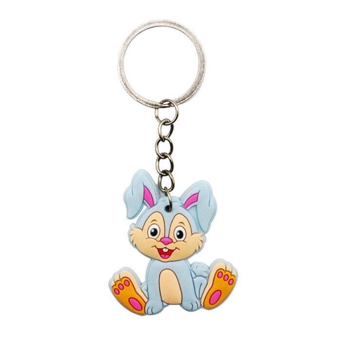 China Cartoon Custom PVC Keychain Farm Animal Rabbit Cute Rubber Key Chain wholesale