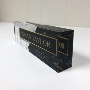 China Black Desk Laser Cut Acrylic Name Plate For Company Display wholesale