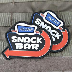 China Custom Made PVC Iron On Patch Aloha Snack Bar PVC Morale Patches wholesale
