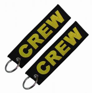 China Double Sided Remove Before Flight Keychain Twill Embroidery Textile wholesale