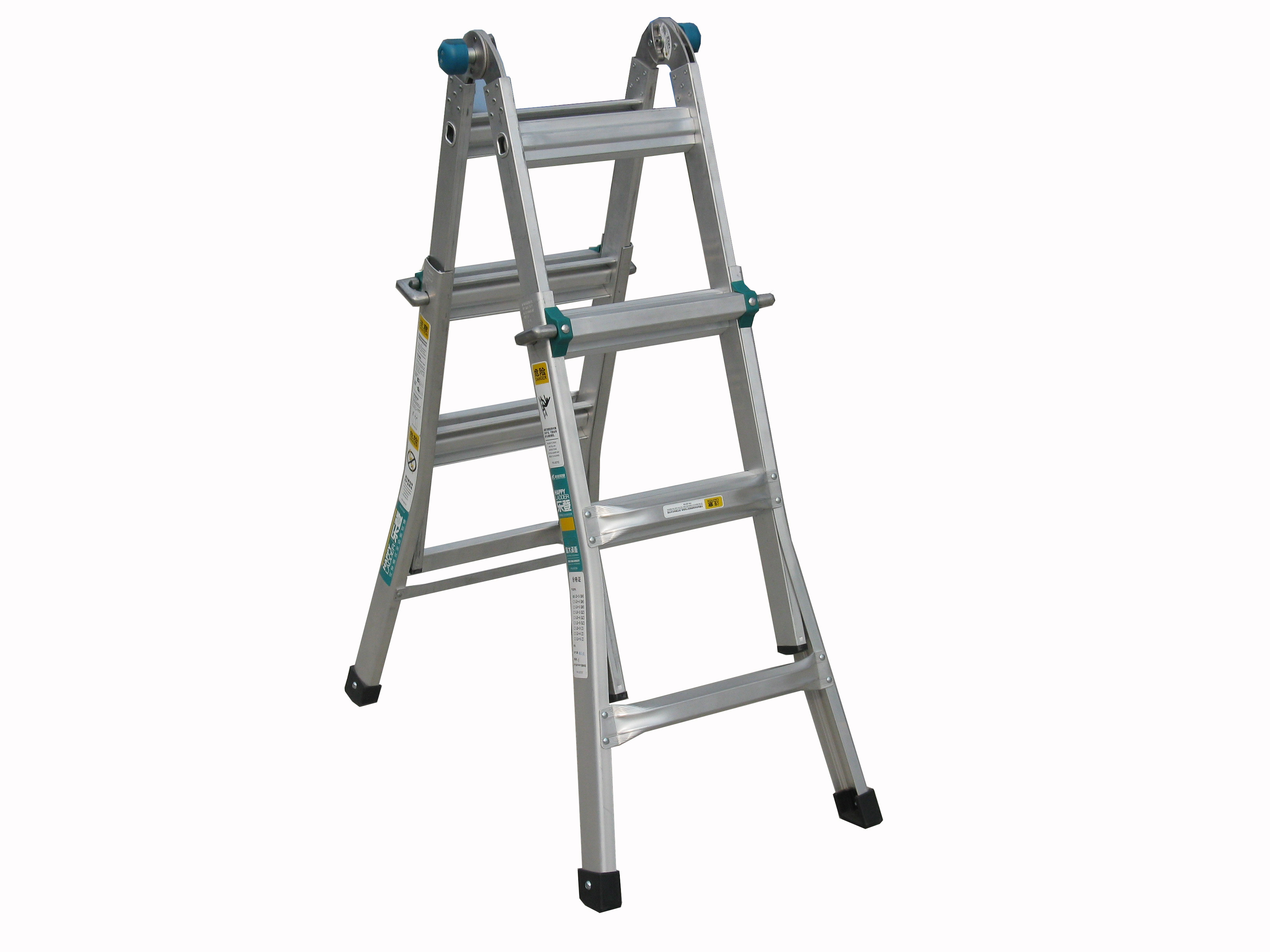 China 1.2*1.5mm Foldable Aluminium Ladder , Aluminium Telescopic Ladder With Wheel wholesale