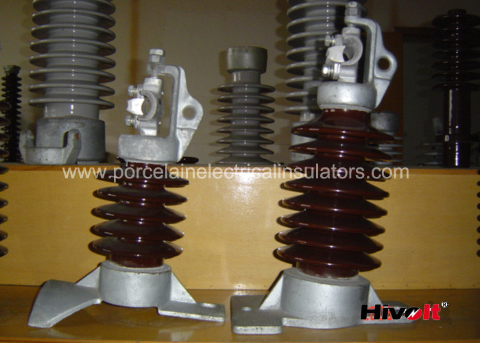 China 15kV - 25KV Brown Color Line Post Insulator With Clamp Top And Long Bolt wholesale