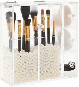 China Non Toxic Acrylic Dust Cover Clear Acrylic Makeup Organizer With Brush Holder wholesale