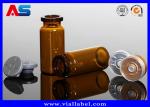 China Essential Oil  Small Glass Vials 8ml , Amber Injection Glass Vial With Rubber And Gold Cap wholesale