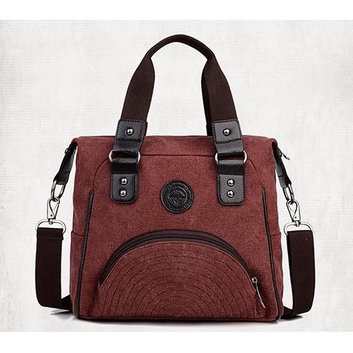12oz Canvas PU Womens Tote Bags / Shopping Handbag With Small Zipper Pocket of bagbackpacks