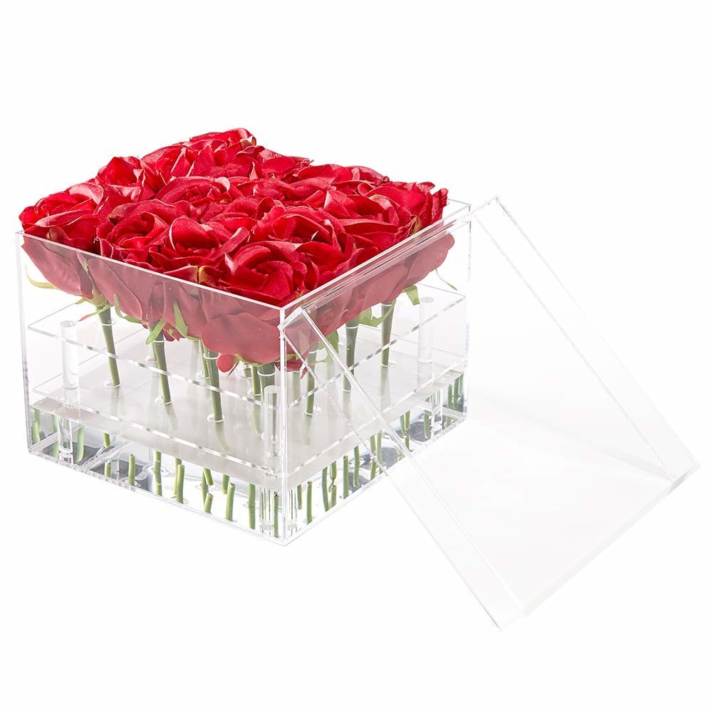 China ISO9001 Acrylic Storage Box 9 Holes Flower Acrylic Box With Lid wholesale