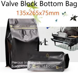 China Matte Reusable ziplock Square Box Flat Bottom Aluminum Foil Lined Kraft Paper Bag With Window on sale