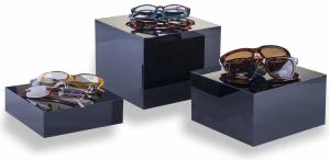China Hollow Bottom Cube Small Acrylic Display Box Set Of 3 Nesting Risers wholesale