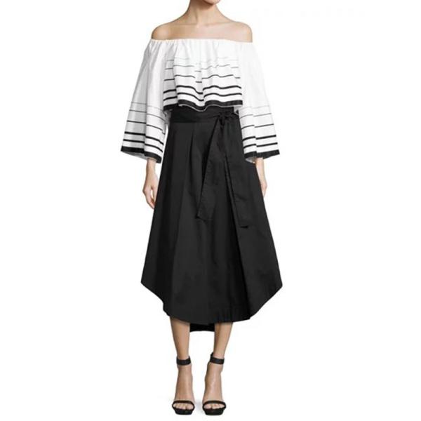 Quality Pleated asymmetric hem high waisted long skirts for sale