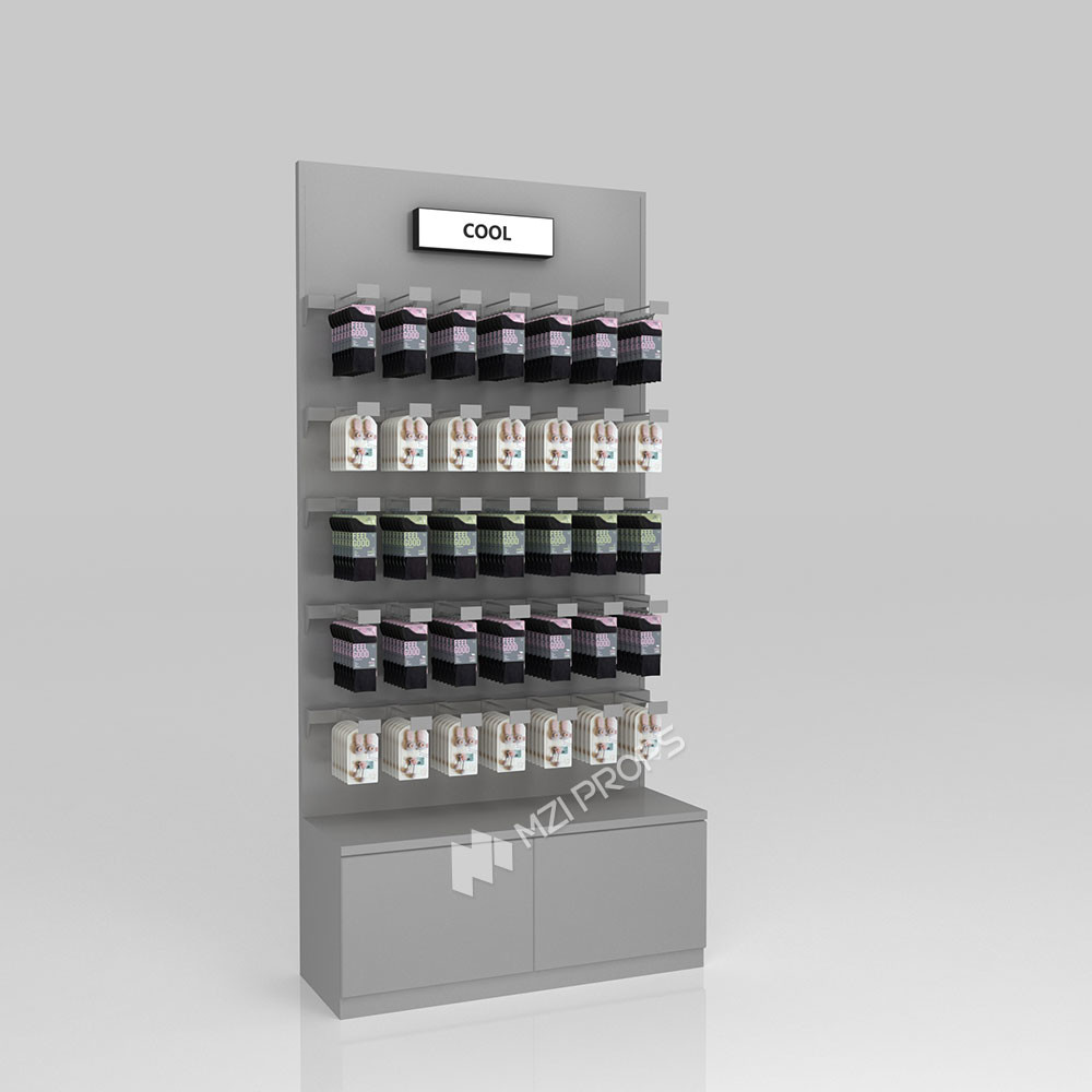 Beauty Shop Design Grey Wooden Display Cabinet For Branding Store Display Furniture And Space-Saving Display Table