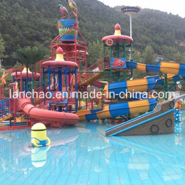Amazon Style Splash Water Playground House Equipment With Spiral Slide