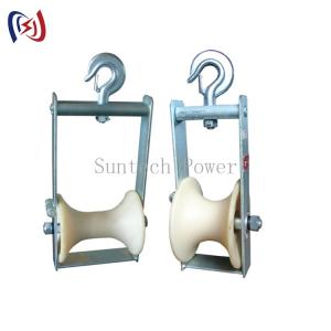 China 5kn Light Nylon Aerial Cable Stringing Block Roller With Hook on sale