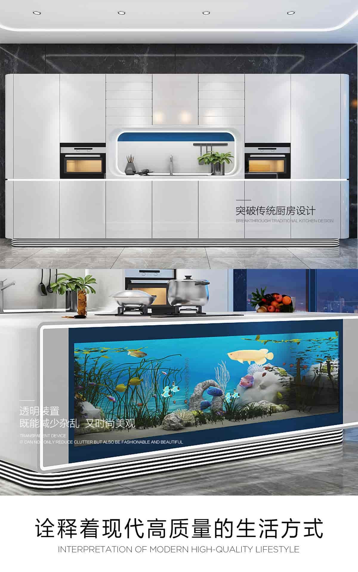 Food Grade 304 Stainless Steel Kitchen Island Aquarium Cupboards