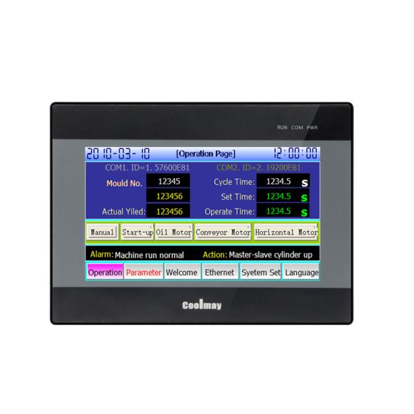 Coolmay 7 Inch Digital Plc Controller 64MB ROM RS232 RS485 HMI Plc All In One