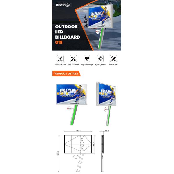 Custom High end design IP65 waterproof P6 8000nits led billboard display outdoor led billboard