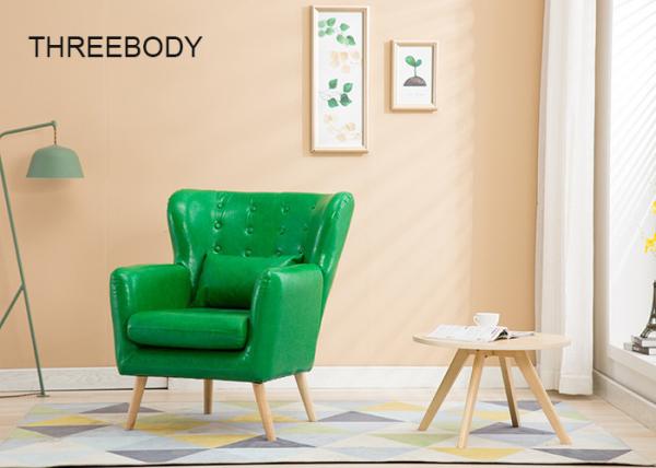 Quality Solid Wood Legs Fabric Corner Sofa , One Seater Green Fabric Sofa For Hotel for sale