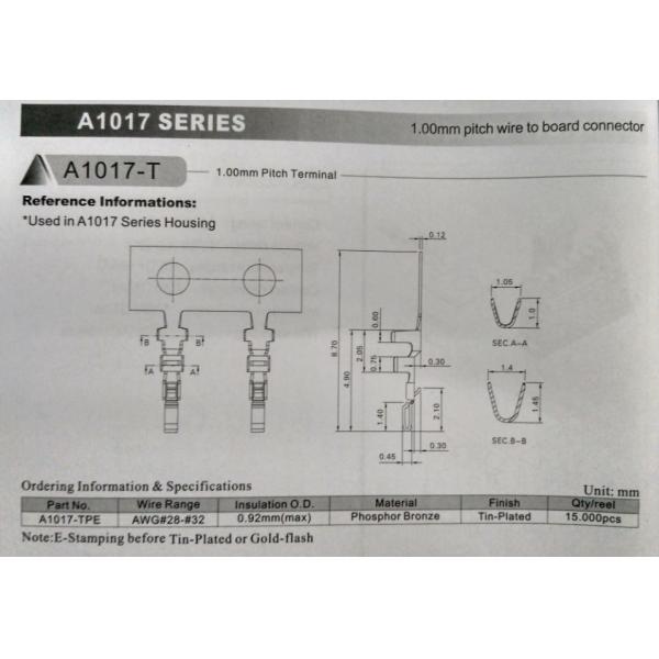 Pitch 1.00mm Wire To Board Connectors With Lock PA66 CI16 Wire Housing