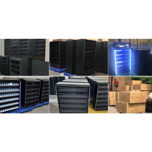 Customized Wall Metal Cigarette Display Stand With Top Light Box And Large Storage Cabinet