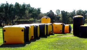 China Weave String Structure Inflatable Paint Bunker Trampoline Combo wholesale