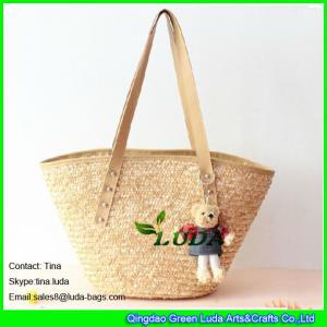 China LUDA wholesale natural wheat straw beach bags wholesale