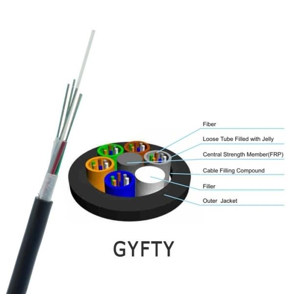 FRP Loose Tube Fiber Optic Cable 12 Core GYFTY PE / LSZH Fiber Optic Cable